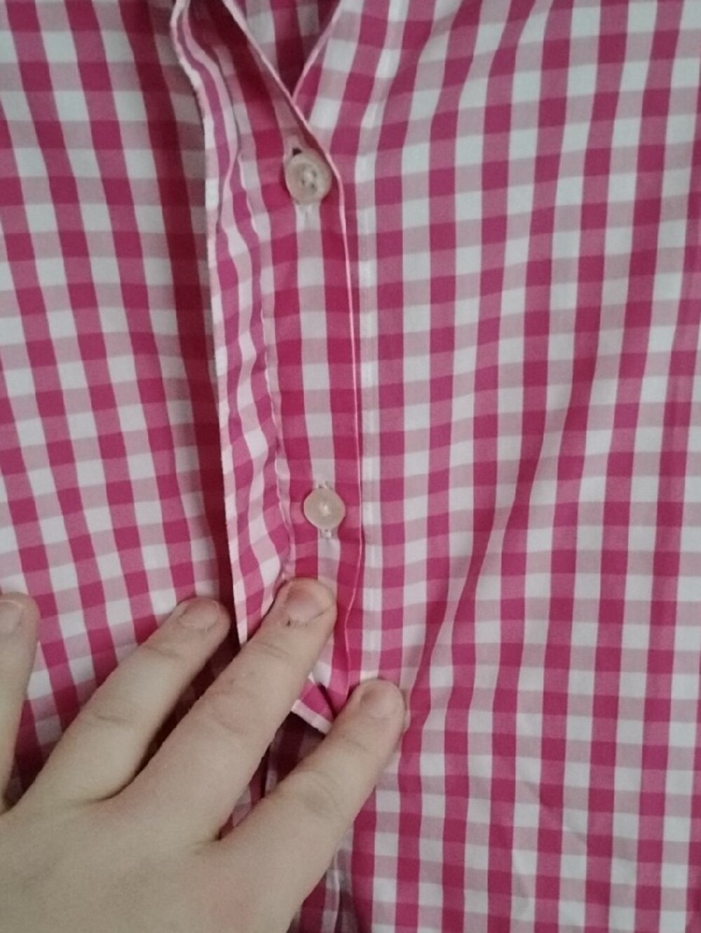 Lands' End Pink and White Gingham Shirt - Picture 9 of 10